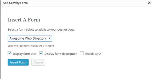 Adding form to link submission page