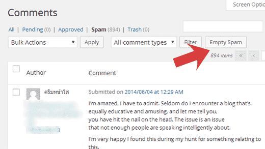 batch delete spam comments