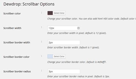 Choosing colors and borders for custom scrollbar