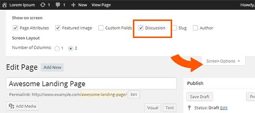 Show the discussion box on page editor in WordPress
