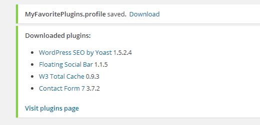 Download your plugins profile
