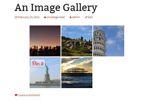 Pin it button on images in a WordPress image gallery
