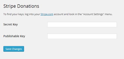 Configure Stripe Donations to use your Stripe API Keys