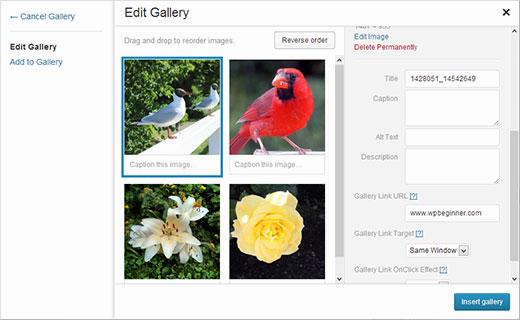 Adding custom link to gallery images in WordPress