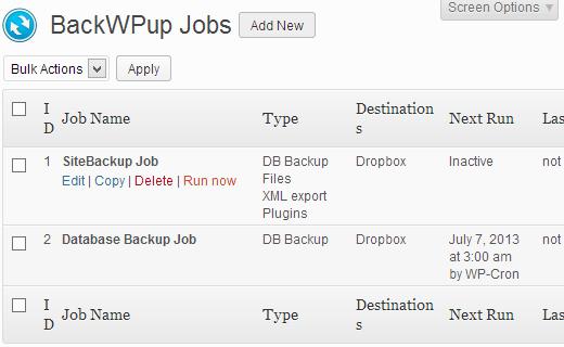 Creating and managing multiple Backup Jobs