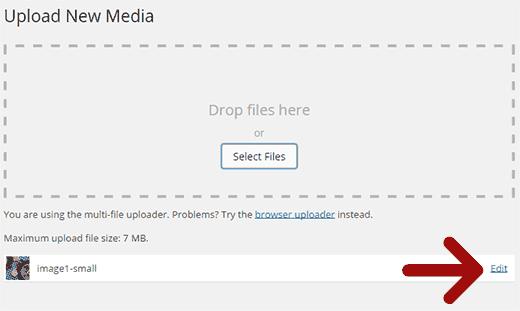 Upload and Edit an image file in WordPress