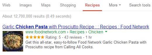 SEO Friendly Recipe View in Google