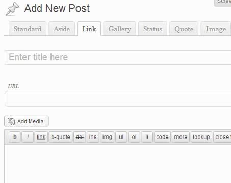 User Interface for Post Format Link