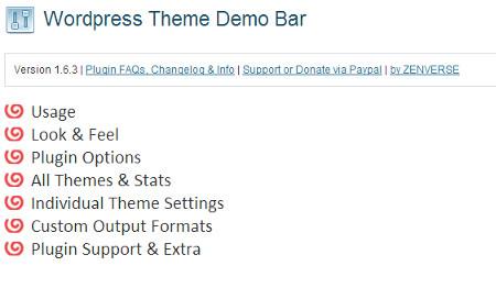 Theme Demo Bar WordPress plugin settings page