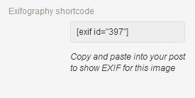 exif shortcode in attachment details