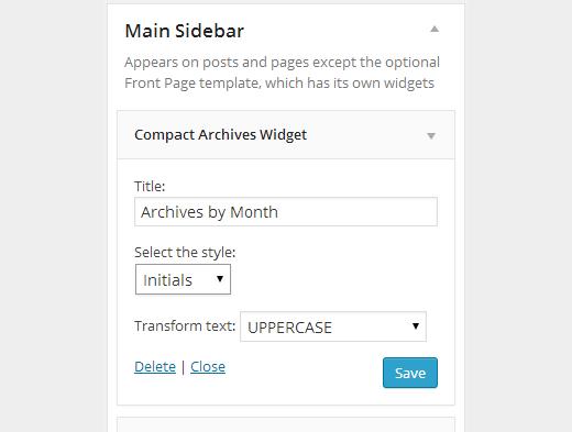 Compact archives widget