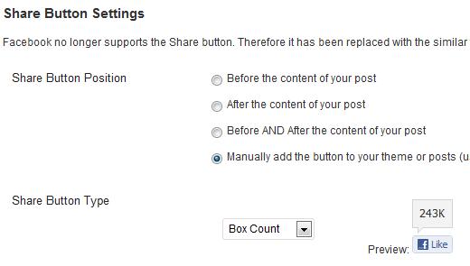 SFC Share Button Settings