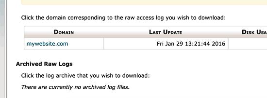 Download access log file