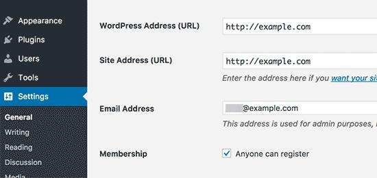 WordPress Site Address 