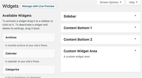 Newly registered widget area in WordPress