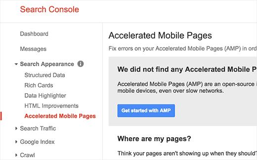 Accelerated mobile pages in Google Search Console