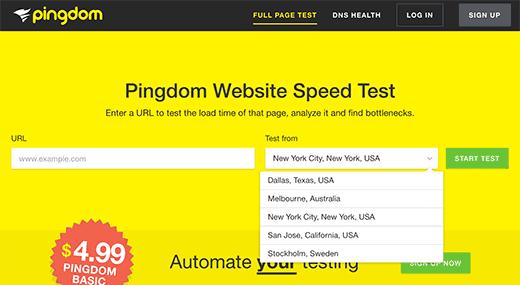 Pingdom site speed tool