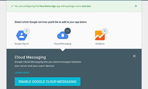 Enable cloud messaging