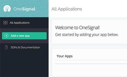 Add new OneSignal app