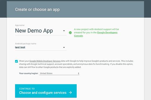 Creating Google services app