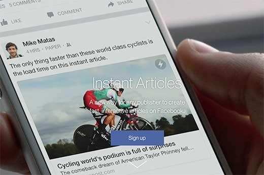 Sign up for Facebook Instant Articles