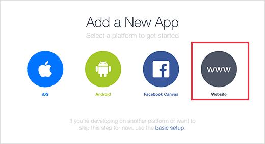 Create a new Facebook app