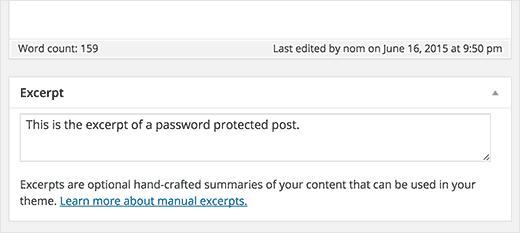 Adding excerpt for your password protected post in WordPress