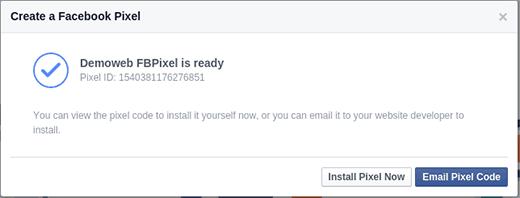 Facebook Pixel is ready for installation