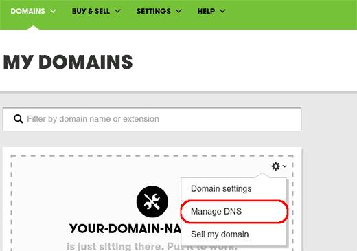 Launching DNS manager in GoDaddy