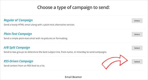 Creating RSS to email campaign in MailChimp