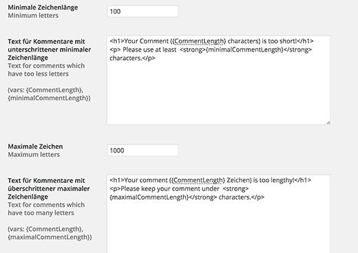 Controlling comment length in WordPress using a plugin