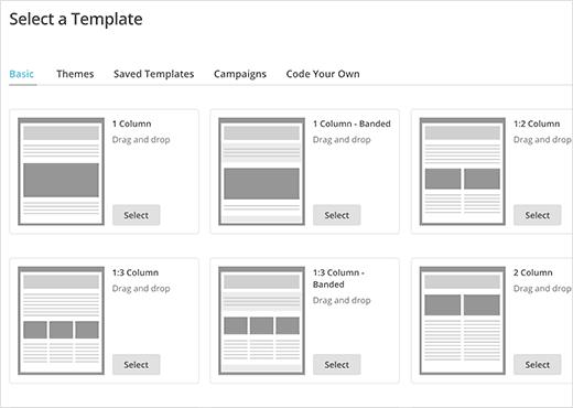 Choosing MailChimp RSS newsletter campaign template