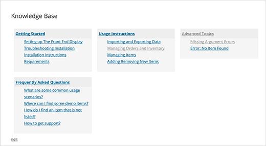 Styled knowledge base page in WordPress