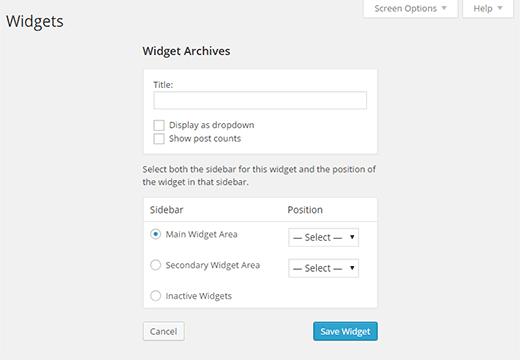 Configuring widget settings in accessibility mode