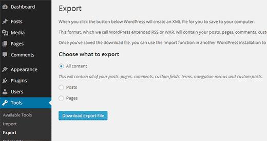 Exporting a single site from WordPress multisite network