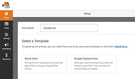 Setting up new contact form