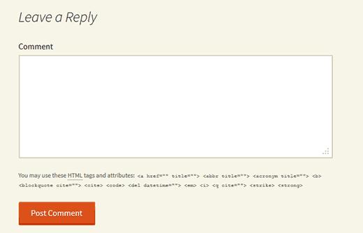 Comment form showing name and email address as optional fields in WordPress