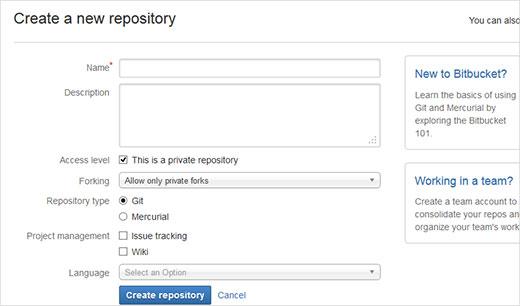 Creating a new repository in BitBucket