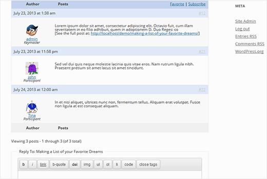 bbPress replies and topic reply form