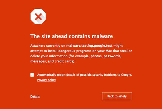 Google Chrome中的恶意软件警告