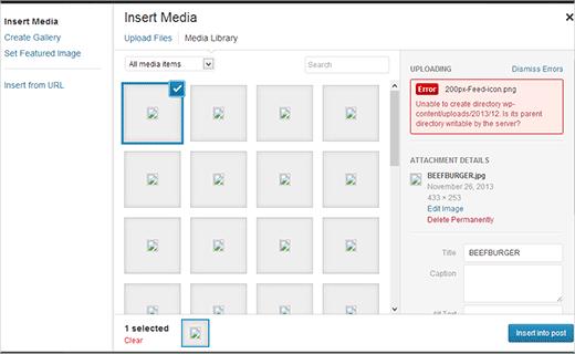 Image upload issues in WordPress