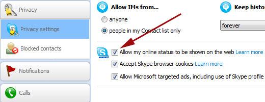 Configure your Skype options