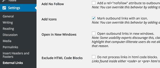 add icon to indicate external links in WordPress