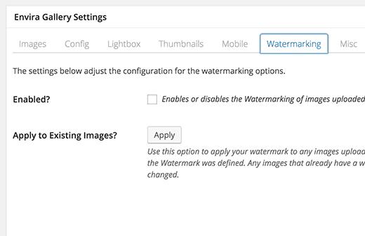 Watermarking addon in Envira Gallery plugin for WordPress