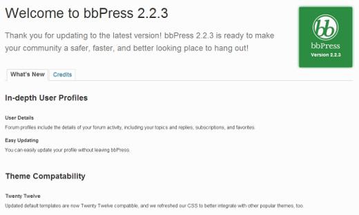 bbPress welcome page