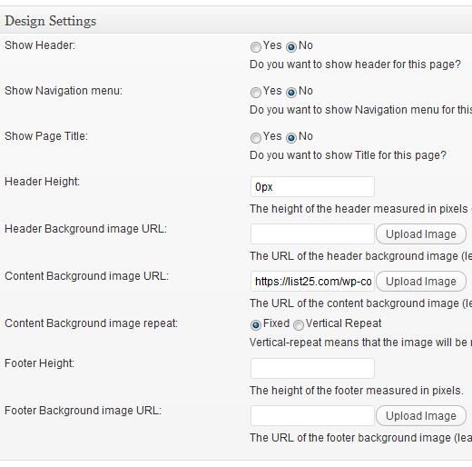 WP4FB Fan Only Page Settings
