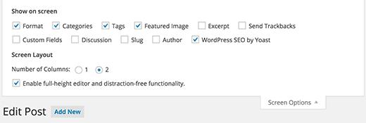 Featured image option on post edit screen in WordPress