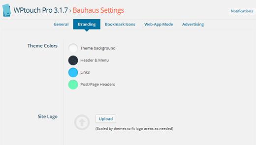 Change theme colors and upload custom logo from branding screen