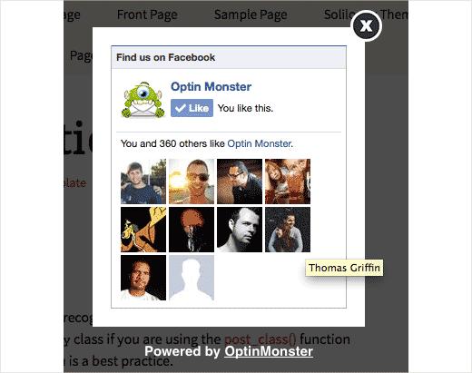OptinMonster Facebook Like Box Popup