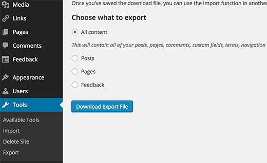 Export your WordPress.com blog
